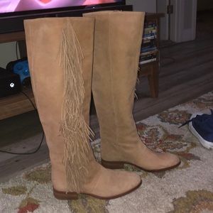 Knee high suede boots
